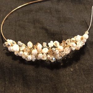 Wire Wrapped Pearl and Rhinestone Headband